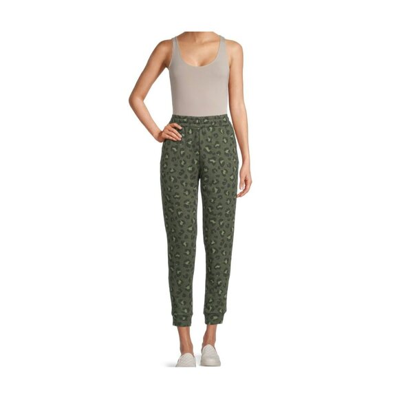 Secret Treasures Women's Cuffed Leopard Print Army Green Sleep Pants Size Large - Picture 4 of 6